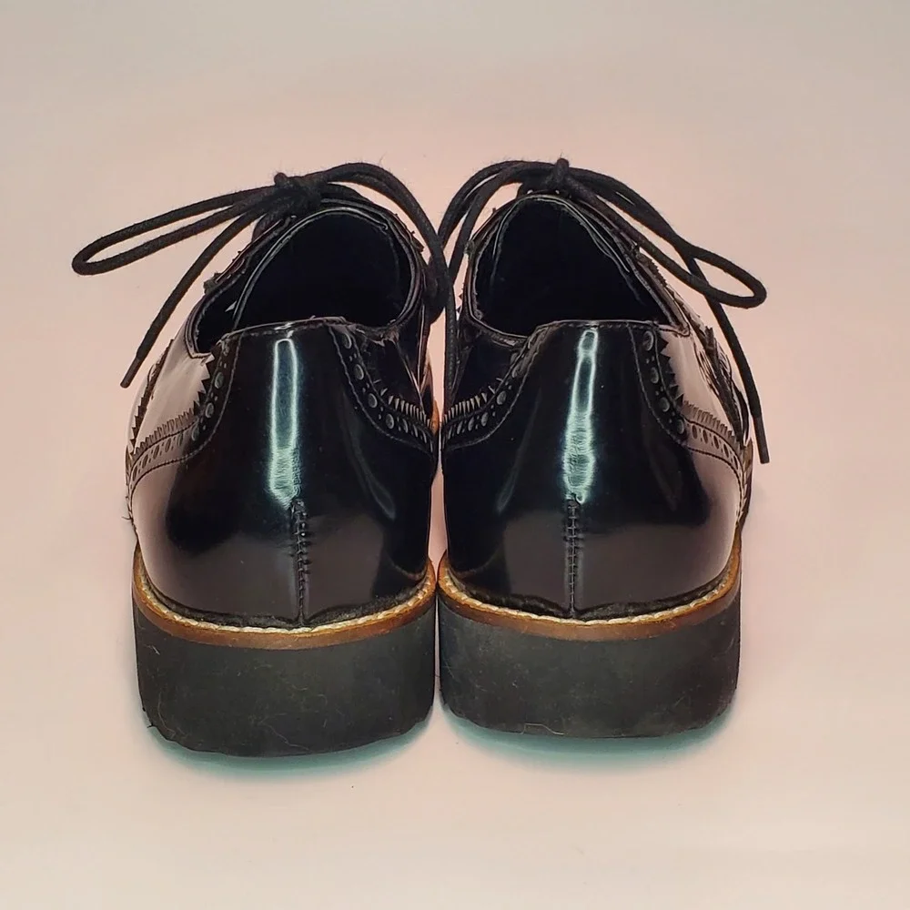 Steven by Steve Madden Steffan Black Patent Wingtip Oxford Platform Shoes‎ 8.5M